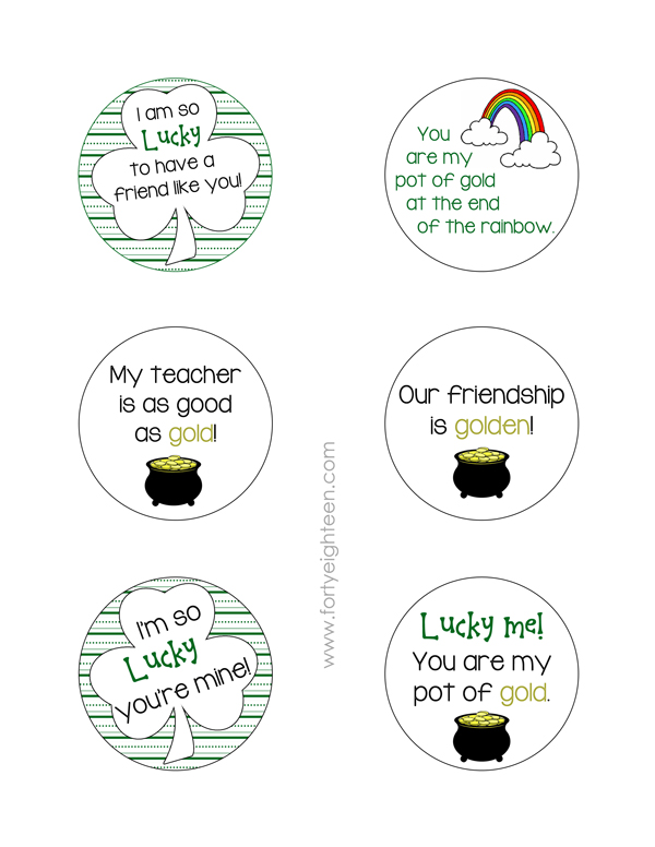 These cute notes are perfect for St. Patty's Day treats for friends, teachers, kids, and anyone else!