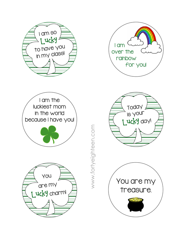 These cute notes are perfect for St. Patty's Day treats for friends, teachers, kids, and anyone else!