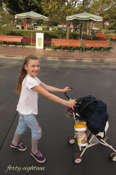 She's adorable with her cute smile and ridiculous socks, but also this is what getting there early and going during the off season looks like. We're practically alone in the park!