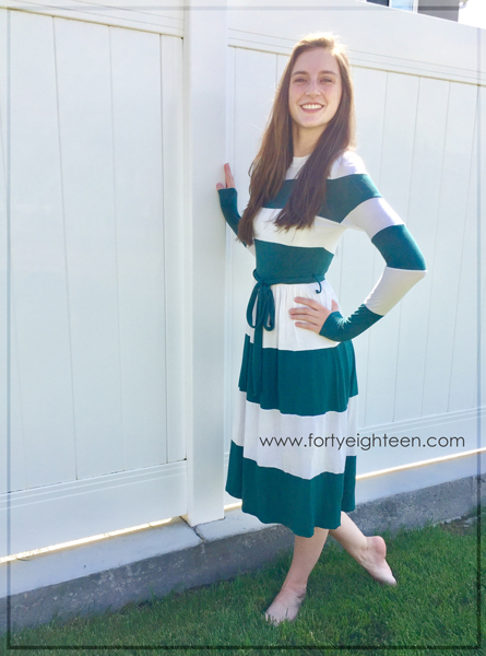 This dress is darling, modest, a great price, and even ships for free!